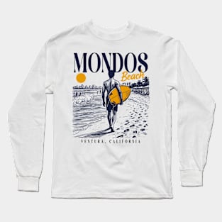 Vintage Surfing Mondos Beach, Ventura, California // Retro Surfer Sketch // Surfer's Paradise Long Sleeve T-Shirt